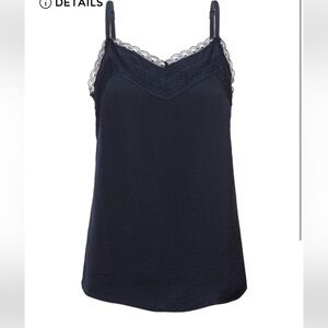 Cabi Anytime Cami Elegant Black Lace Trim Cami Top